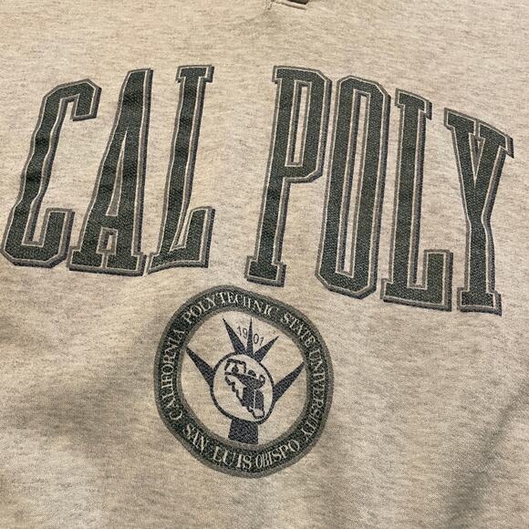 Vintage Cal Poly Hoodie Sweatshirt Pockets Mens Small Gear For Sports Gray 80s - Picture 3 of 16